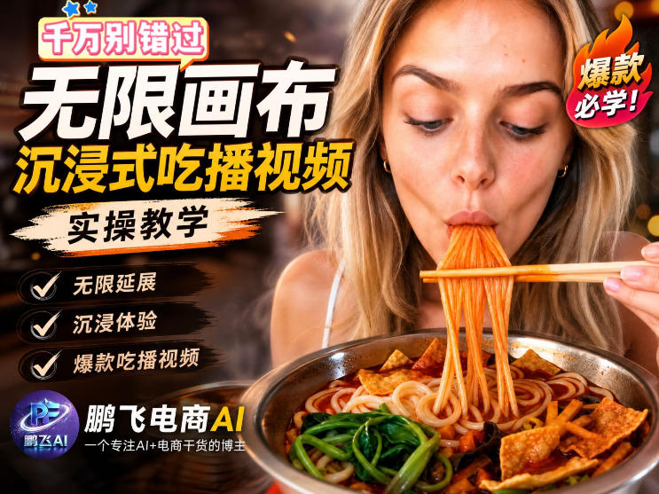 保姆级教程｜用AI无线画布做沉浸式吃播，3步直接出片，无线画布工作流，操作简单好上手-小白项目网