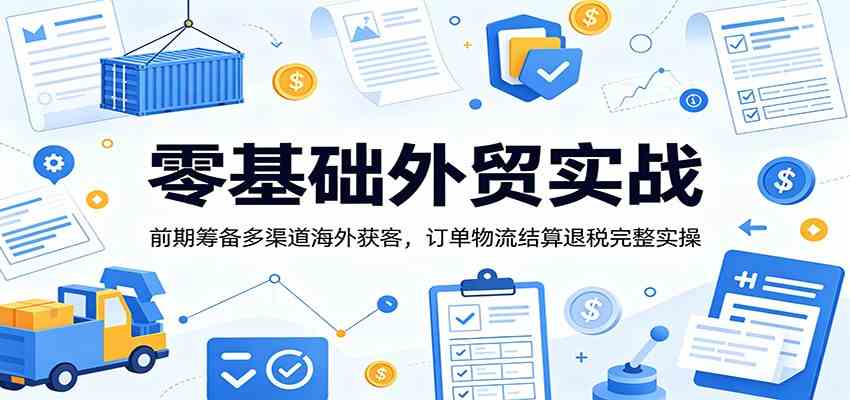 零基础外贸实战：前期筹备多渠道海外获客，订单物流结算退税完整实操-小白项目网