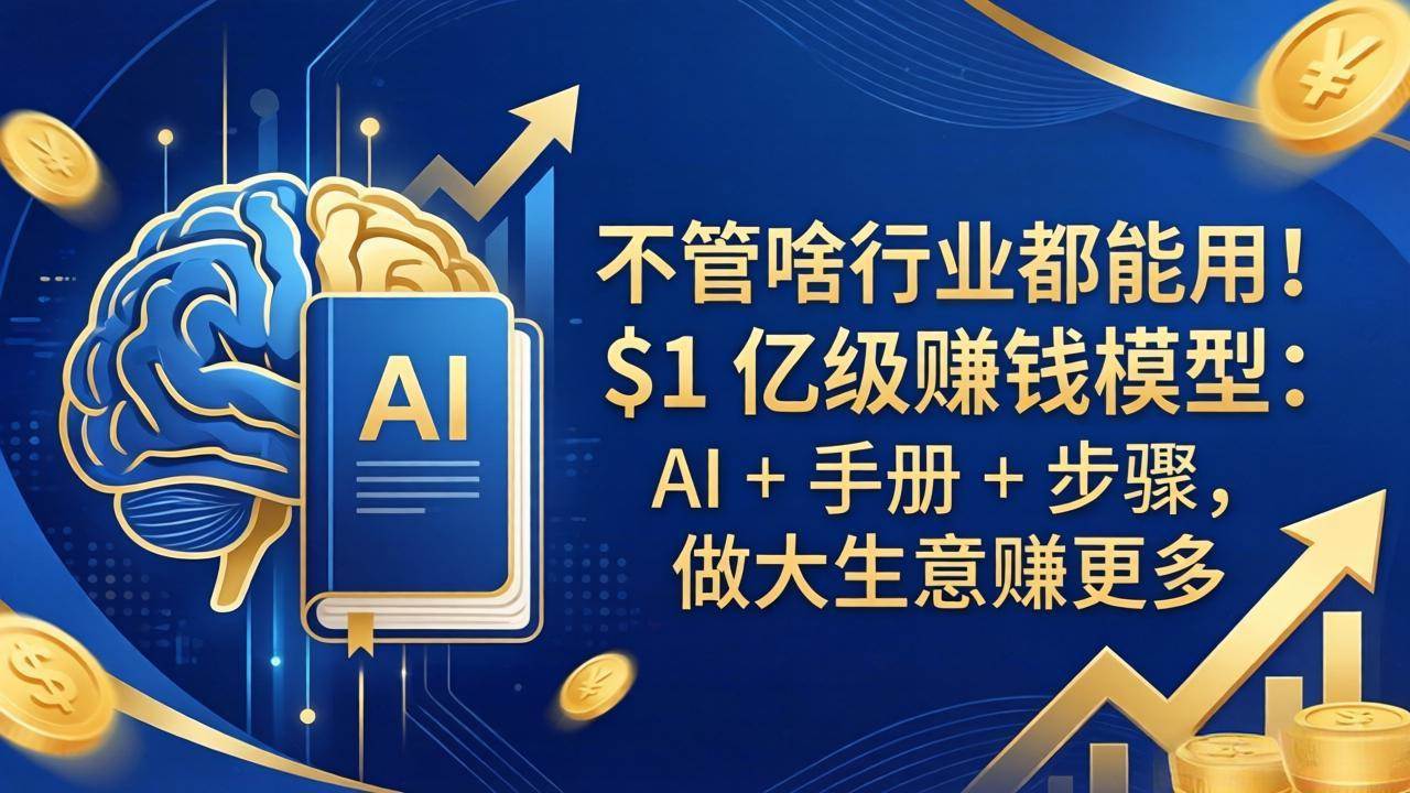 （18055期）不管啥行业都能用！$1 亿级赚钱模型：AI + 手册 + 步骤，做大生意赚更多-小白项目网