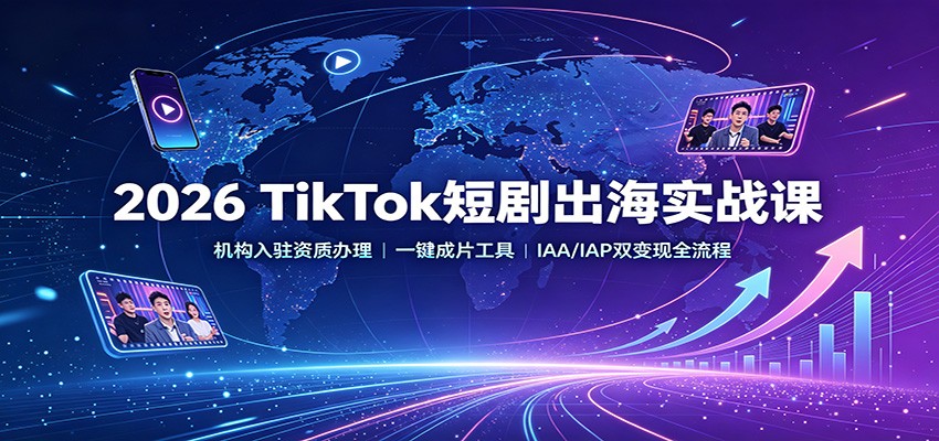 2026 TikTok短剧出海实战课：机构入驻资质办理，一键成片工具，IAA/IAP双变现全流程-小白项目网