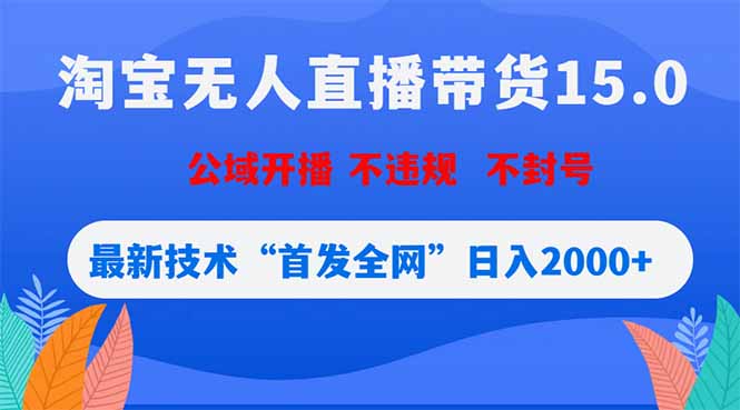 淘宝无人直播带货15.0，不封号，不违规，公域玩法，首发全网日入2000+-小白项目网
