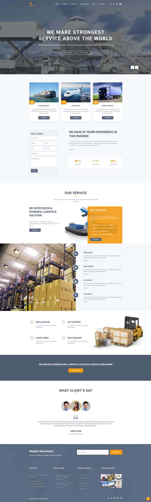 响应式物流运输海外仓html网站模板-小白项目网