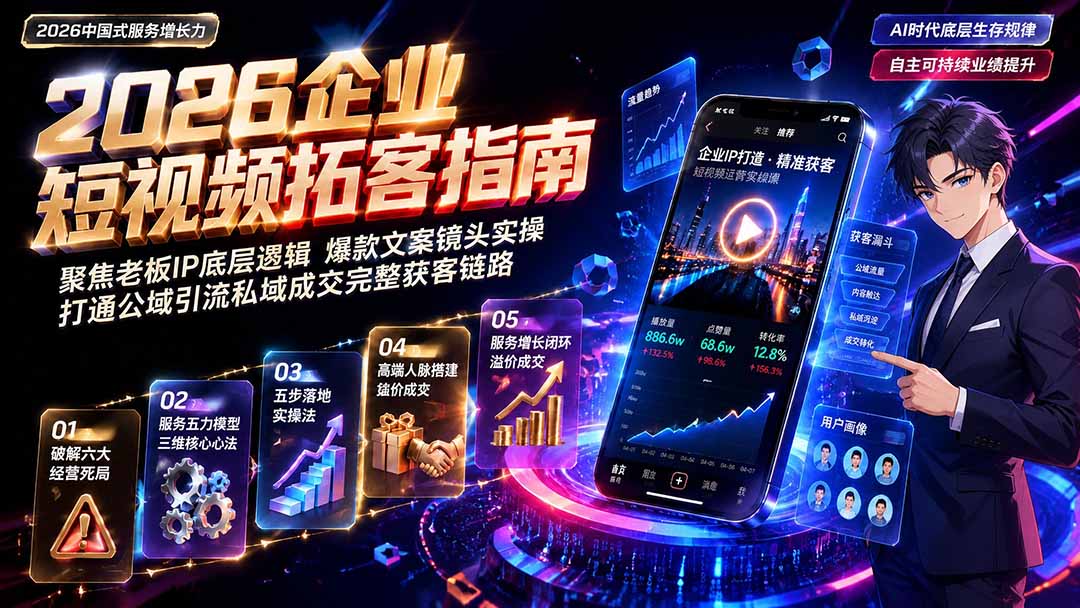 2026AI时代服务增长力实战课-无水印｜五力模型三维心法教学，破解门店客源流失低价内卷实现长效业绩增长-小白项目网