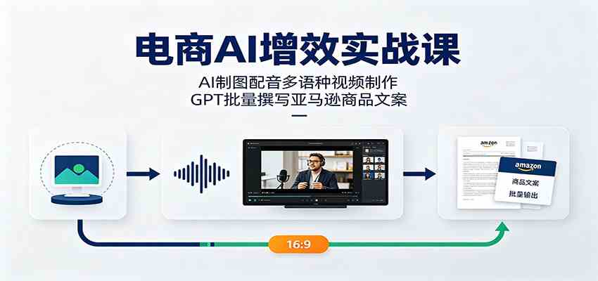 电商AI增效实战课:AI制图配音多语种视频制作,GPT批量撰写亚马逊商品文案-小白项目网