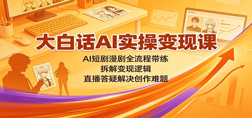 大白话AI实操变现课：AI短剧漫剧全流程带练，拆解变现逻辑，直播答疑解决创作难题-小白项目网