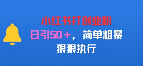 小红书打创业粉，日引50+，简单粗暴，狠狠执行-小白项目网