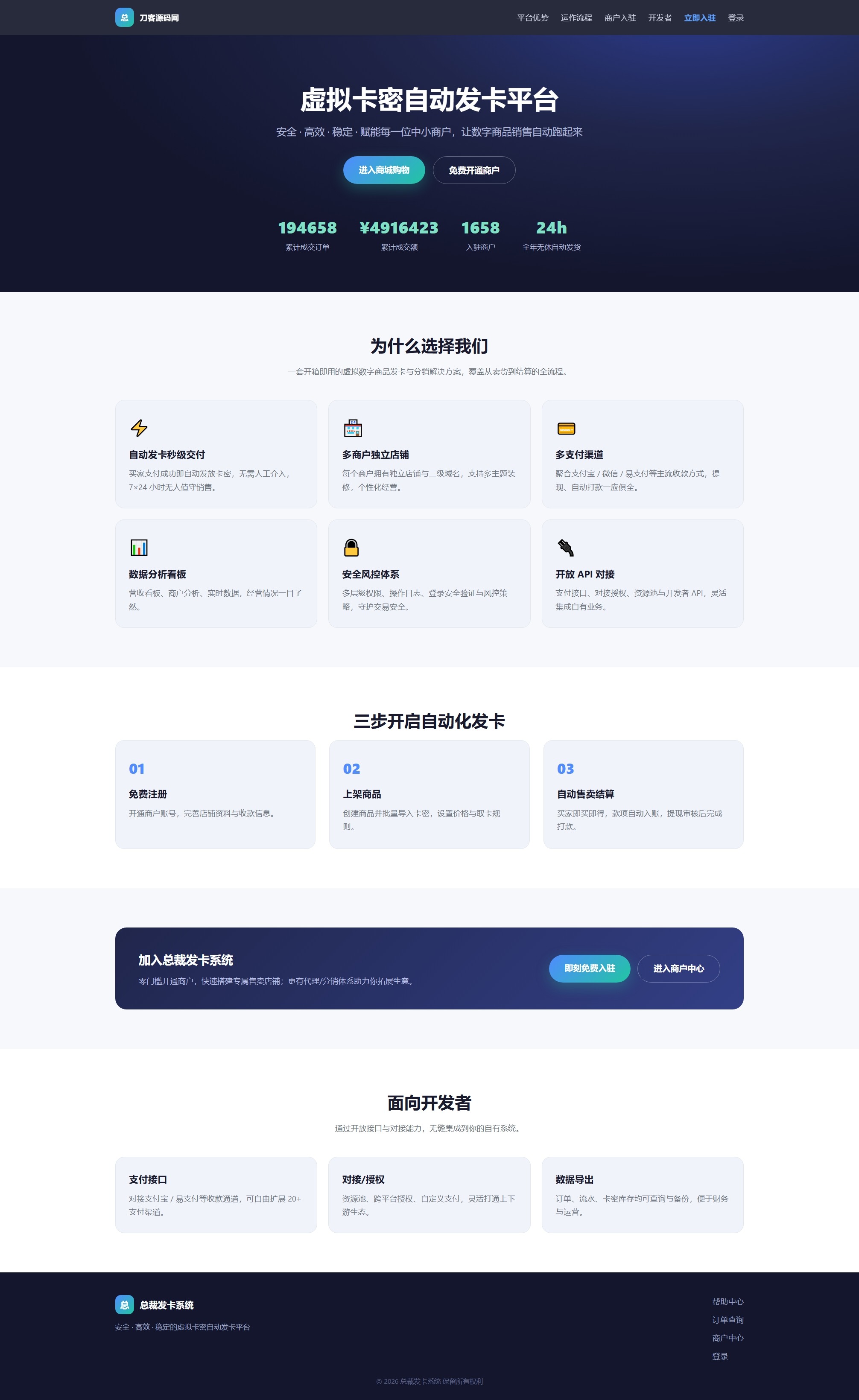 总裁自动发卡系统源码