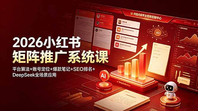（19129期）2026小红书矩阵推广系统课：平台算法+账号定位+爆款笔记+SEO排名+DeepSeek全场景应用-小白项目网