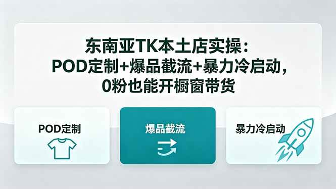 (18381期)东南亚TK本土店实操:POD定制+爆品截流+暴力冷启动,0粉也能开橱窗带货-小白项目网