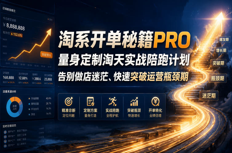 淘系开单秘籍PRO，量身定制淘天实战陪跑计划，告别做店迷茫、快速突破运营瓶颈期（更新260823）-小白项目网