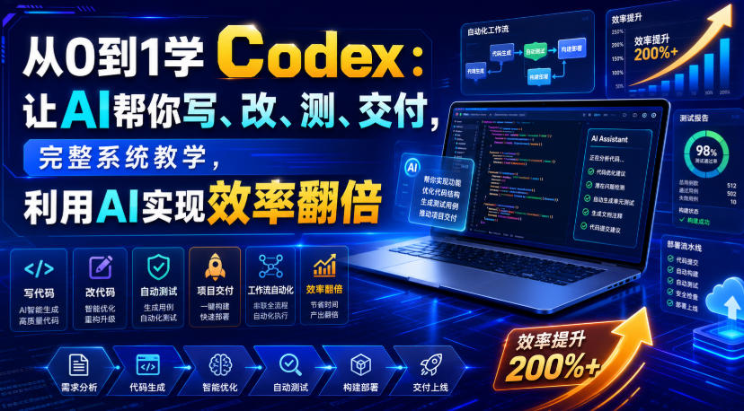 从0到1学Codex：让AI帮你写、改、测、交付，完整系统教学，利用AI实现效率翻倍-小白项目网