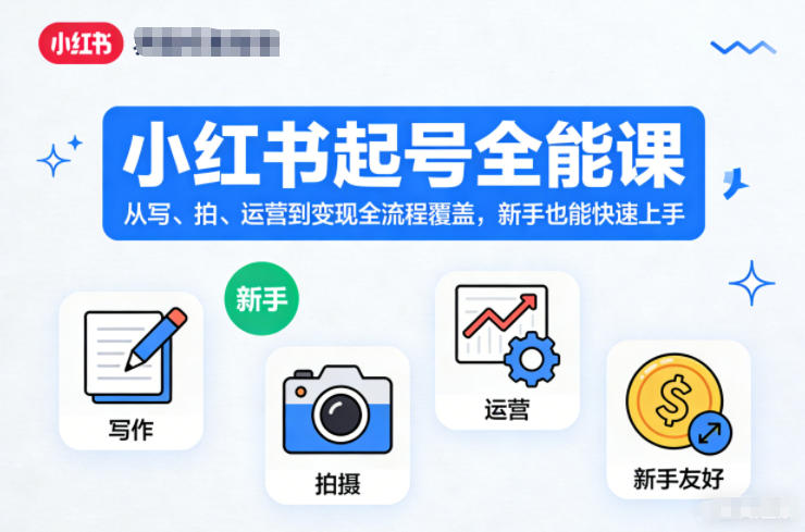 小红书起号全能课，从写、拍、运营到变现全流程覆盖，新手也能快速上手(更新)-小白项目网