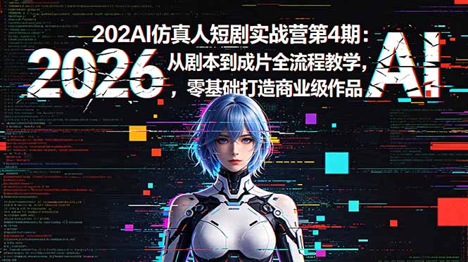 2026AI仿真人短剧实战营第4期：从剧本到成片全流程教学，零基础打造商业级作品-小白项目网