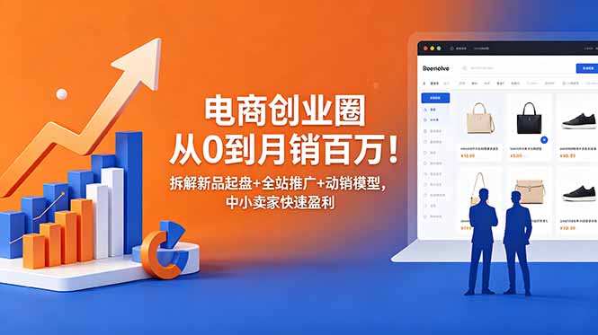 电商创业圈从0到月销百万!拆解新品起盘+全站推广+动销模型,中小卖家快速盈利-小白项目网