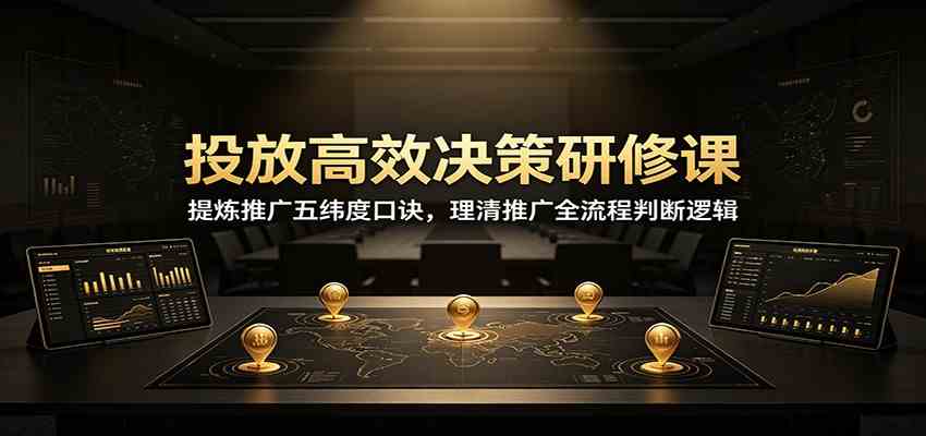 投放高效决策研修课：提炼推广五纬度口诀，理清推广全流程判断逻辑-小白项目网