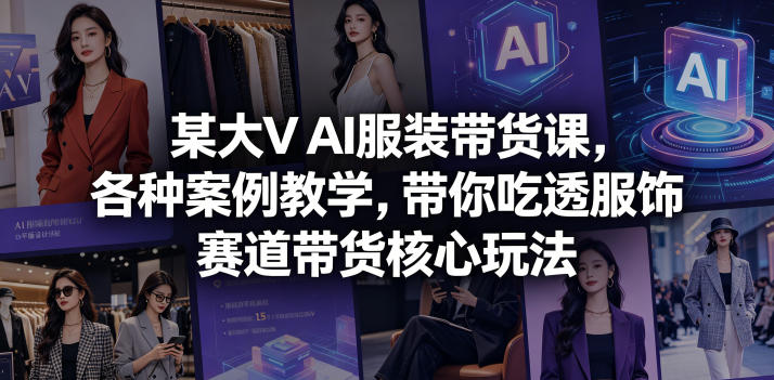 某大V AI服装带货课，各种案例教学，带你吃透服饰赛道带货核心玩法-小白项目网