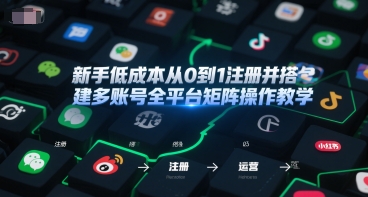 新手低成本从0到1注册并搭建多账号全平台矩阵操作教学，手机号-邮箱-IP-工具-小白项目网