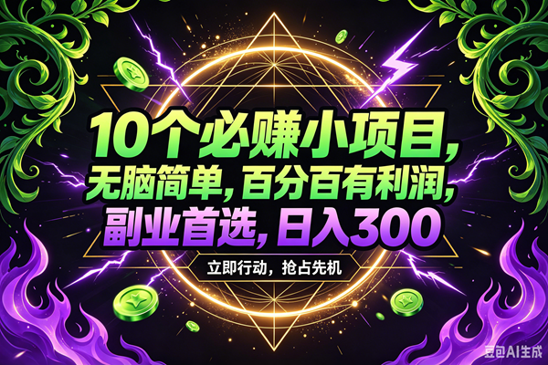 （18647期）10个必赚米的小项目，百分百赚米，无脑简单，副业首选，日入210+-小白项目网