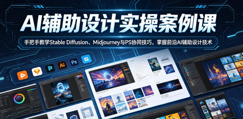 AI辅助设计实操案例课，手把手教学Stable Diffusion、Midjourney与PS协同技巧，掌握前沿AI辅助设计技术-小白项目网