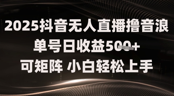 2025抖音无人直播撸音浪单号日收益5张+可矩阵，小白轻松上手-小白项目网