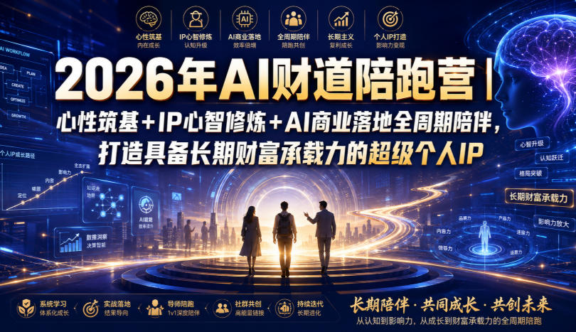 2026年AI财道陪跑营｜心性筑基+IP心智修炼+AI商业落地全周期陪伴，打造具备长期财富承载力的超级个人IP-小白项目网