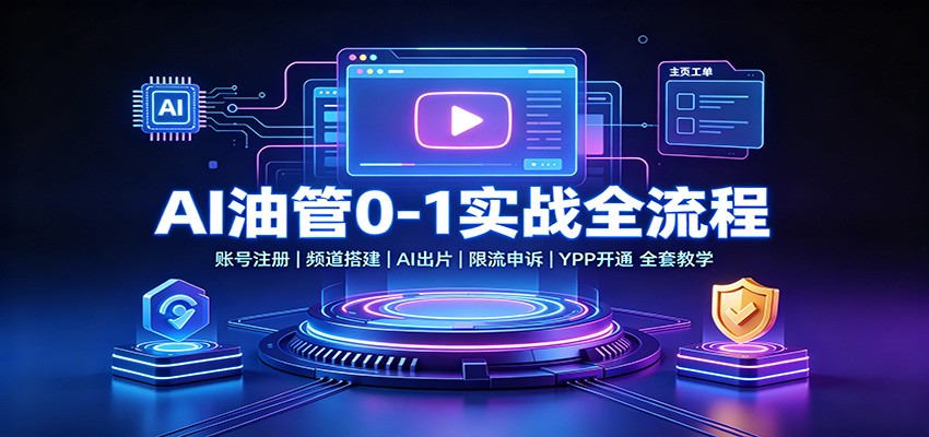 AI油管0-1实战：账号注册频道搭建，AI出片，限流申诉，YPP开通全套教学-小白项目网