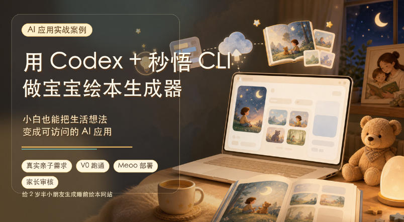 AI应用实战案例,用Codex+秒悟CLl做宝宝绘本生成器,小白也能把生活想法变成可访问的AI应用-小白项目网