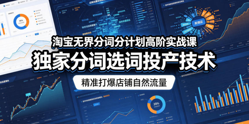 淘宝无界分词分计划高阶实战课，独家分词选词投产技术，精准打爆店铺自然流量-小白项目网
