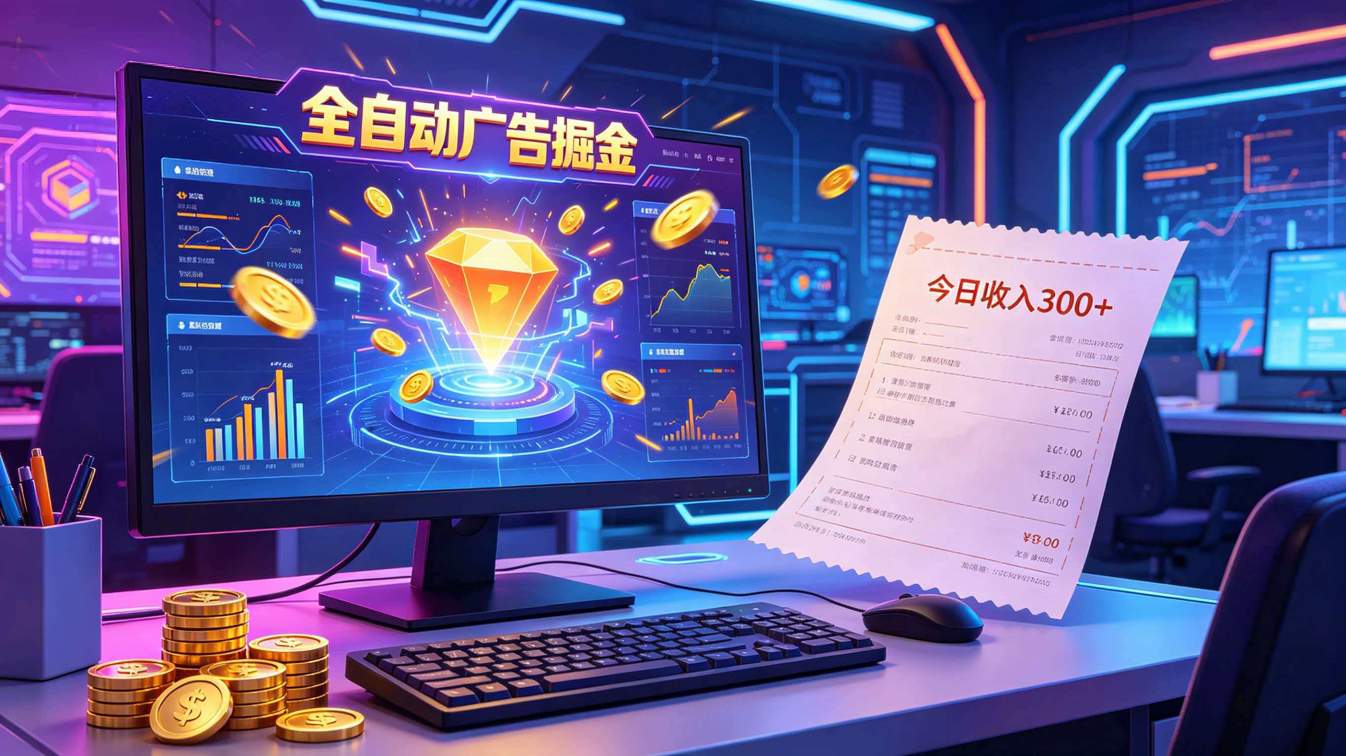 全自动广告掘金,日入300+。全程Ai自动化运行,解放双手,时间自由。收益稳定-小白项目网