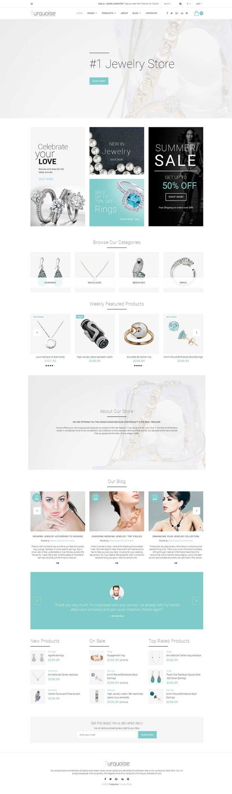 高端洁白首饰饰品珠宝网站html模板-小白项目网