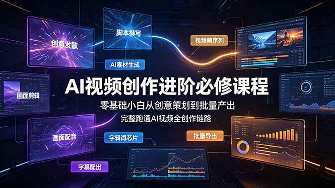 (19159期)AI视频创作进阶必修课程:零基础小白从创意策划到批量产出,完整跑通AI视频全创作链路-小白项目网