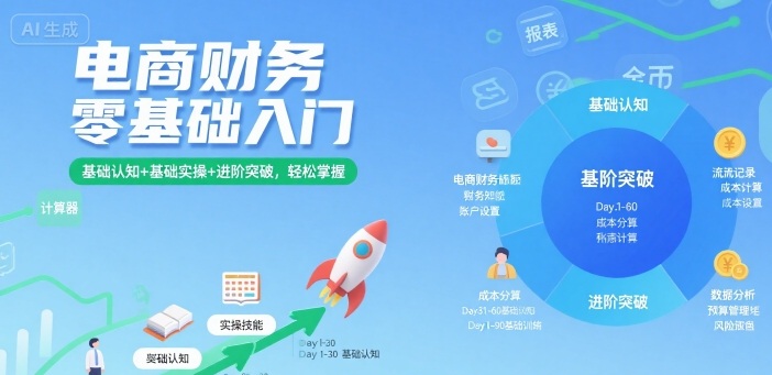 电商财务零基础入门，基础认知+基础实操+进阶突破，轻松掌握-小白项目网