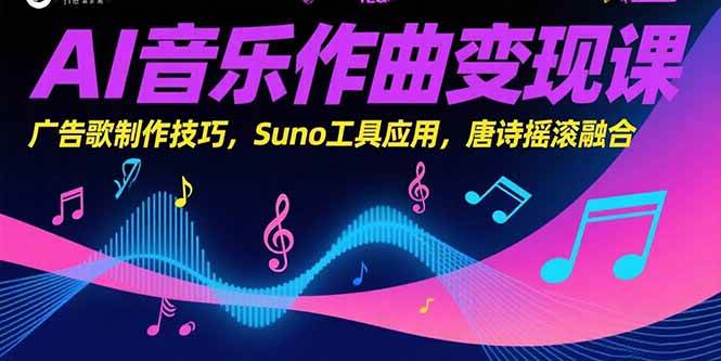 （15370期）AI音乐作曲变现课，广告歌制作技巧，Suno工具应用，唐诗摇滚融合 - 小白项目网-小白项目网