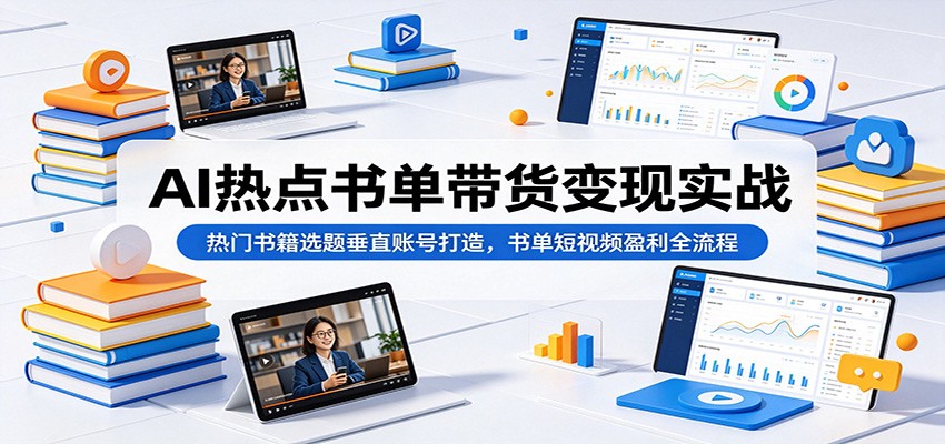 AI热点书单带货变现实战:热门书籍选题垂直账号打造,书单短视频盈利全流程-小白项目网