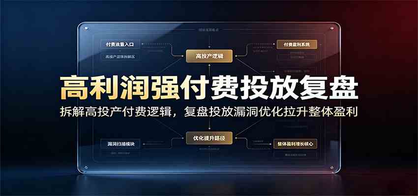 高利润强付费投放复盘:拆解高投产付费逻辑,复盘投放漏洞优化拉升整体盈利-小白项目网