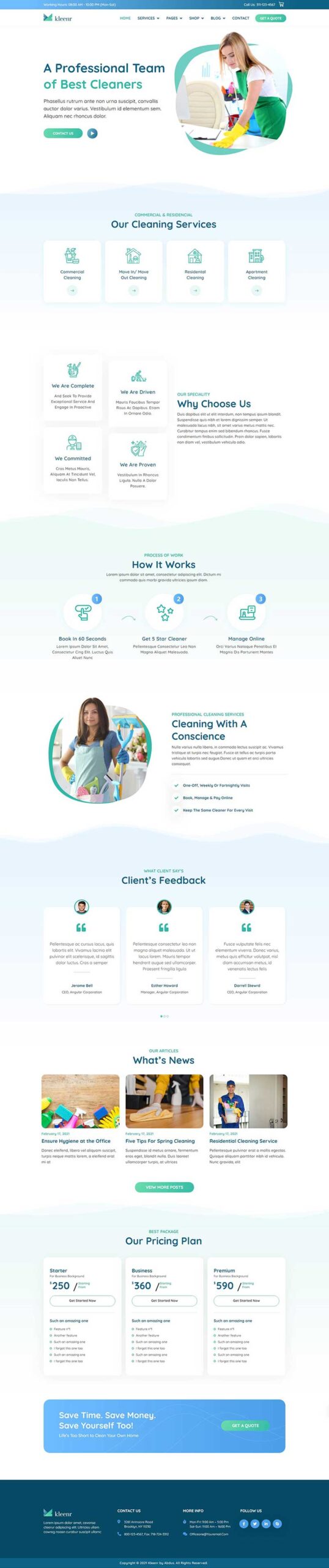 绿色清洁打扫家政服务公司html模板-小白项目网