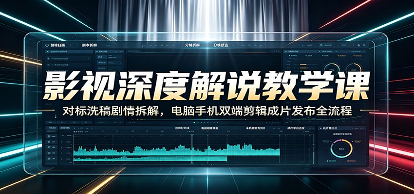 影视深度解说教学课：对标洗稿剧情拆解，电脑手机双端剪辑成片发布全流程-小白项目网