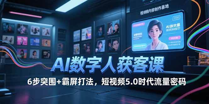 （15247期）AI数字人获客课，6步突围+霸屏打法，短视频5.0时代流量密码-小白项目网
