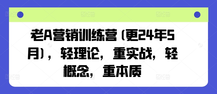 老A营销训练营(更25年8月)，轻理论，重实战，轻概念，重本质-小白项目网
