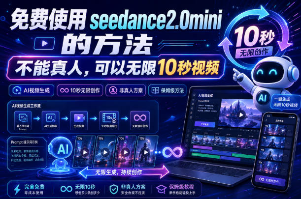 免费使用seedance2.0mini的方法，不能真人，可以无限10秒视频，9图+3音频参考-小白项目网