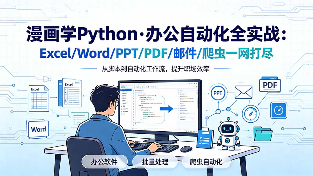 漫画学Python·办公自动化全实战：Excel/Word/PPT/PDF/邮件/爬虫一网打尽-小白项目网