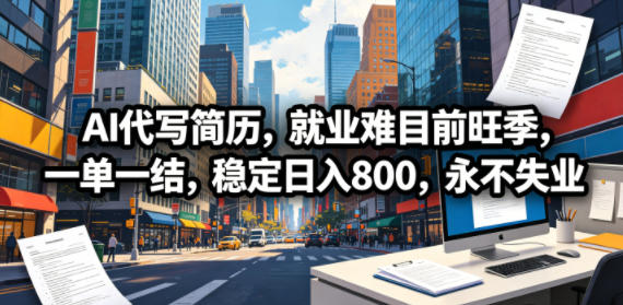 AI代写简历，就业难目前旺季，一单一结，稳定日入800，永不失业-小白项目网