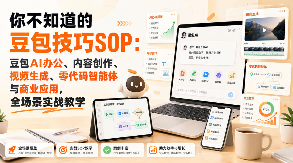 你不知道的豆包技巧SOP：豆包AI办公、内容创作、视频生成、零代码智能体与商业应用，全场景实战教学-小白项目网