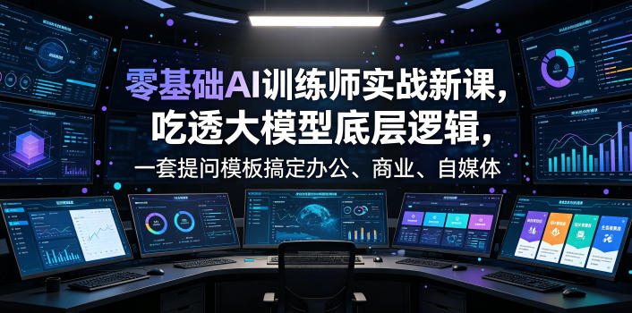零基础AI训练师实战课,吃透大模型底层逻辑,一套提问模板搞定办公、商业、自媒体、设计、生活全场景AI落地应用-小白项目网
