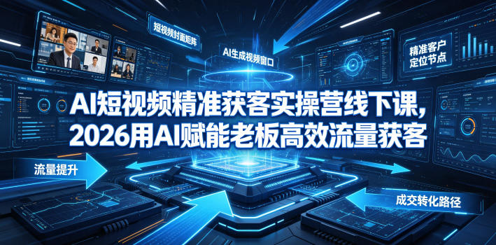 AI短视频精准获客实操营6月10-14号线下课,2026用AI赋能老板高效流量获客-小白项目网