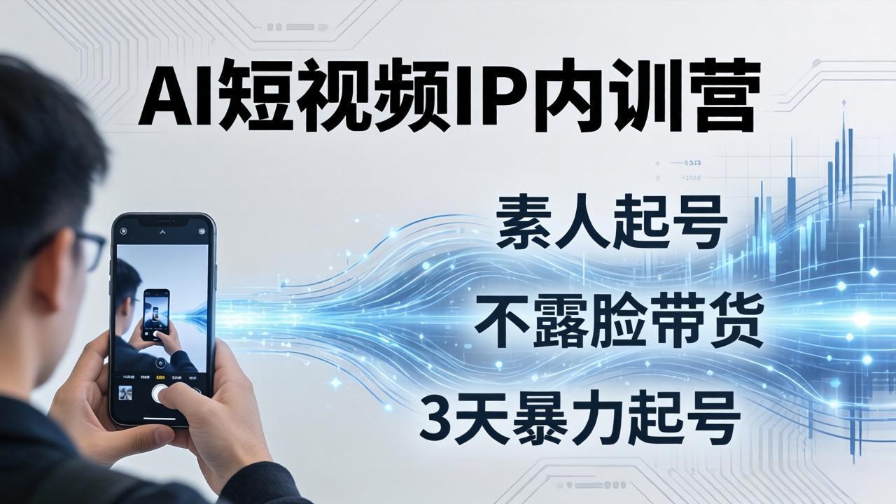 2026AI短视频IP内训营-更新：从素人起号到不露脸带货，3天暴力起号全流程拆解-小白项目网