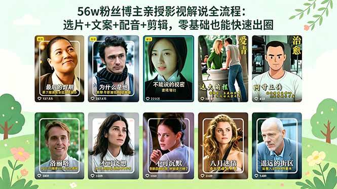 （18579期）56万粉丝博主亲授影视解说全流程：选片+文案+配音+剪辑，零基础也能快速出圈-小白项目网