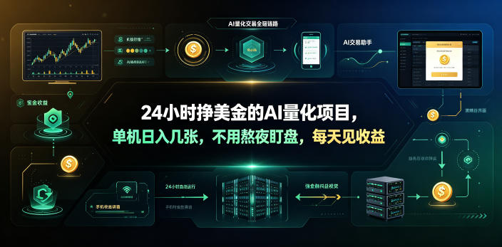 24小时挣美金的AI量化项目，单机日入几十美刀，不用熬夜盯盘，每天见收益【揭秘】-小白项目网