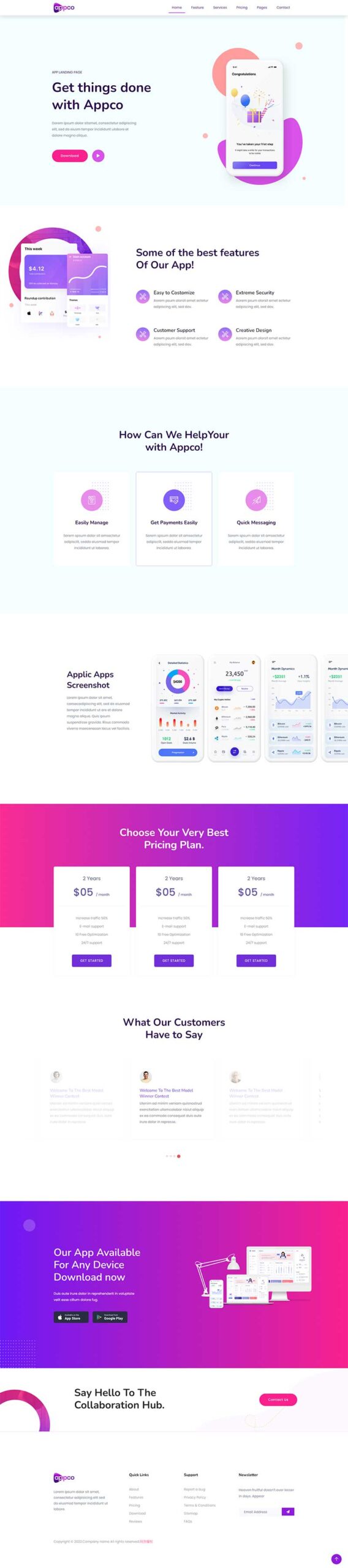 APP软件系统介绍推广网站html模板-小白项目网