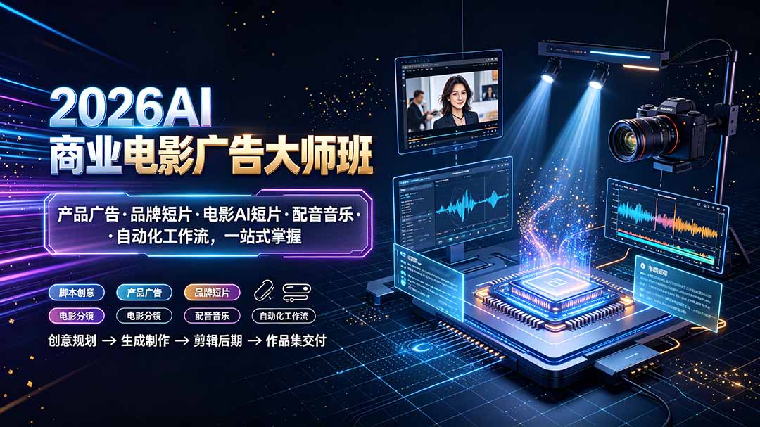 2026AI商业电影广告大师班：产品广告·品牌短片·电影AI短片·配音音乐·自动化工作流，一站式掌握-小白项目网